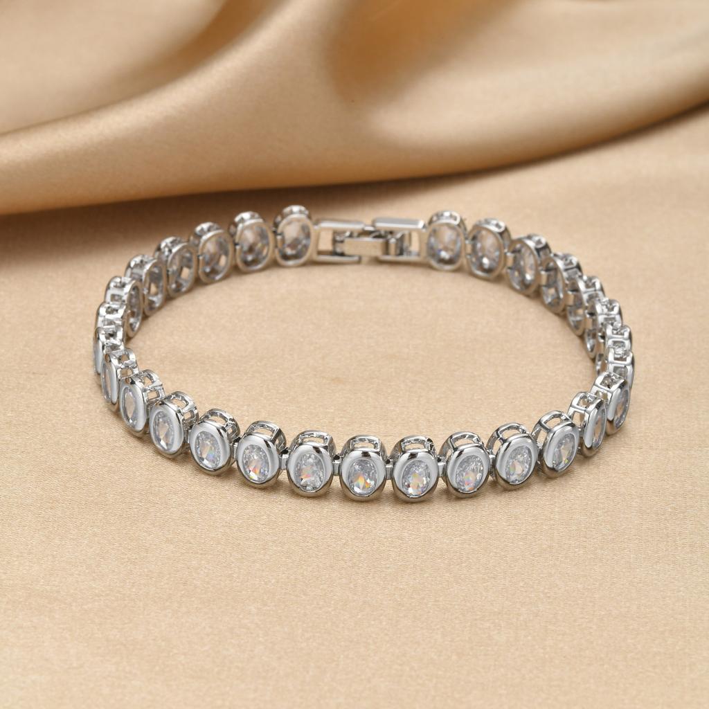 Tennis Bracelet for Women Silver Plated Cubic Zirconia Link Non-tarnish Waterproof Chunky Chain Hip-hop Jewelry Jewelry