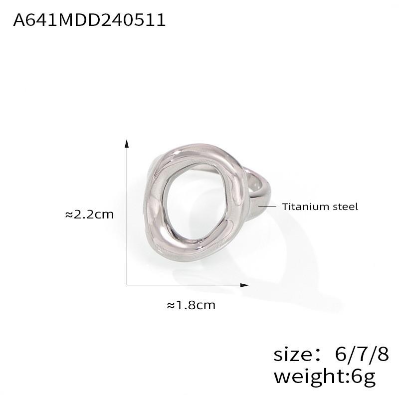 316L Stainless Steel Gold Plated Big Ring for Women Oval Hollow Personality Ring Female Luxury Waterproof Zircon