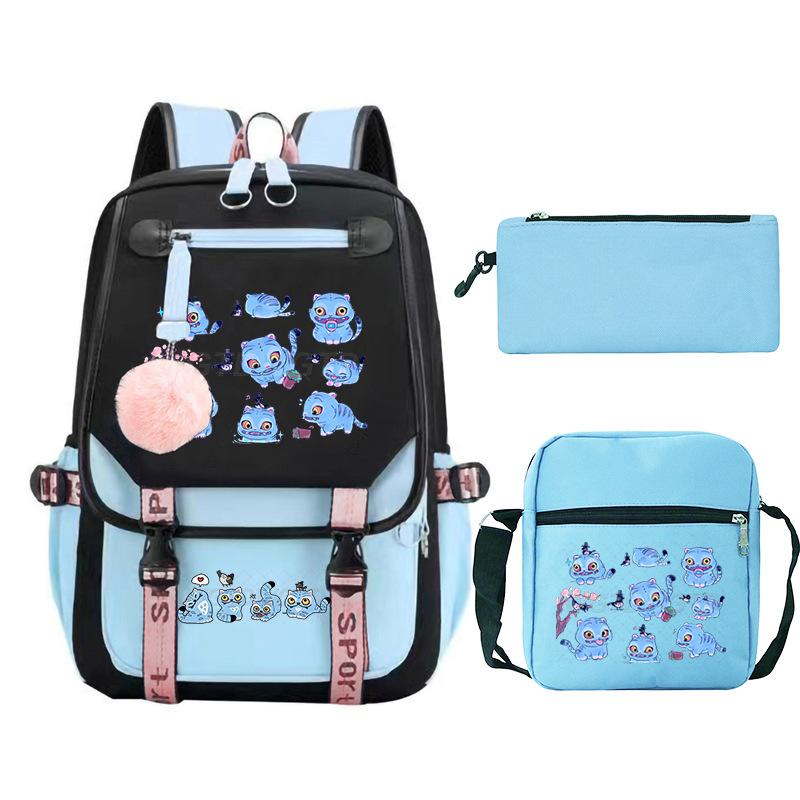 Animation Cartoon Peripheral Printing Children'S Backpack Campus Large Capacity Primary And Secondary School Students Schoolbag Three-Piece Set