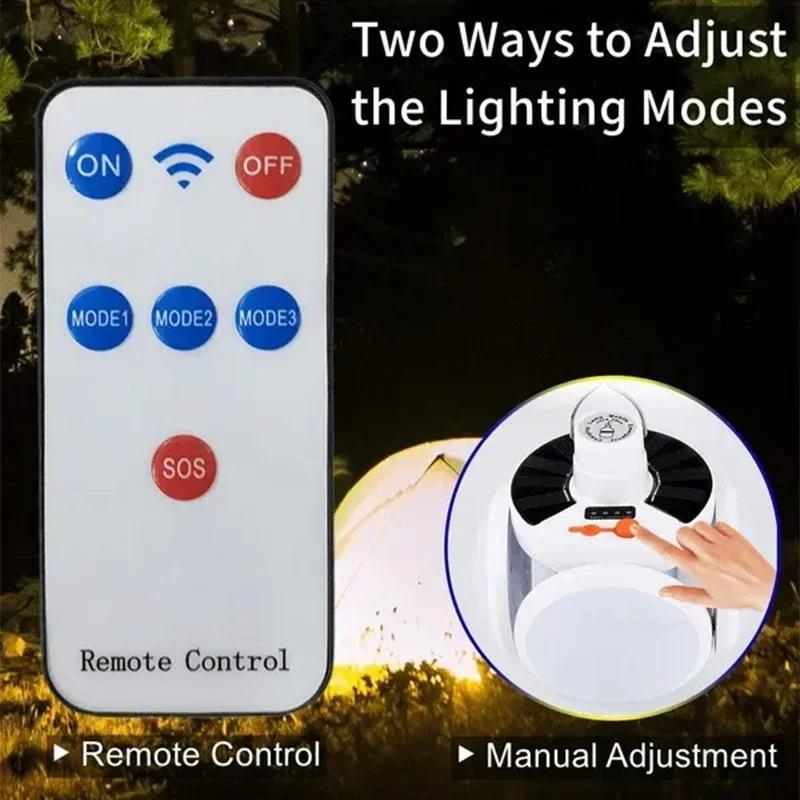 Solar Outdoor Portable LED Light Rechargeable Folding Lamp Search Bulb Camping Torch Emergency Lighting for Power Outages