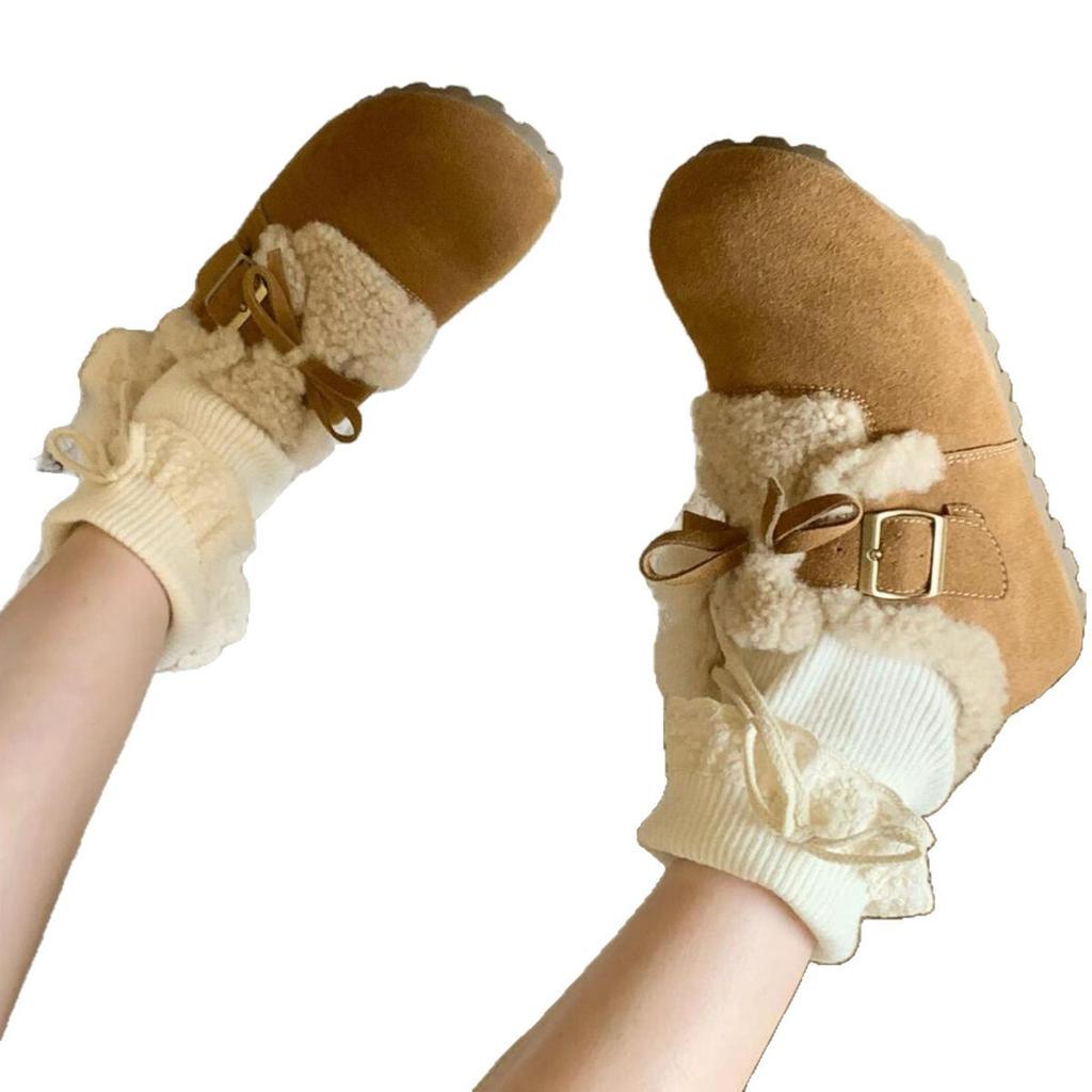 All-inclusive Soft-soled Boken Shoes Women's 2025 New Winter Velvet Snow Boots Retro Boken Single Shoes Thermal Cotton Shoes