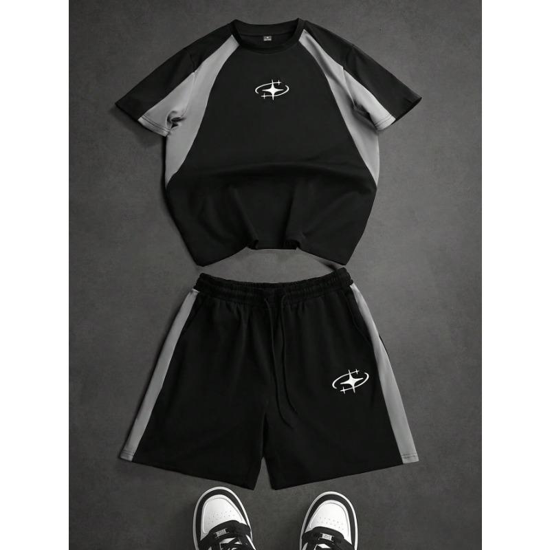 Sommar 2026 Nytt Herrset med Kortärmad T-shirt och Shorts med 3D-mönster - Street Casual Mode Bekvämt och Snyggt