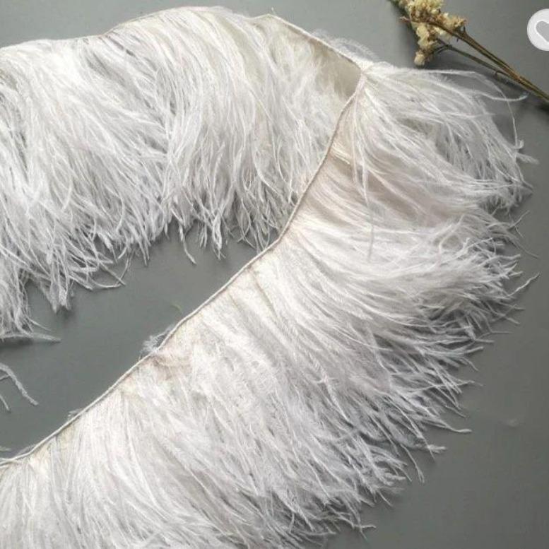 Feather10-15CM Pink Ostrich Feather Trim Fringe No Ribbon for Wedding Party Dress Sewing Accessories 1M Fluffy Multicolor Plumas Fabric