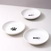 Minimalist Cat Paw & Fishbone Ceramic Pet Bowl with Anti-Spill Silicone Pad