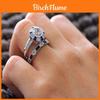 Elegant Silver Plated Natural Blue Sapphire And White Topaz Wedding Ring Set For Brides
