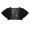 Womens Cropped Lace Bolero Shrug Short Bell Sleeve Open Front Cardigan Crop Top