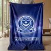 Portsmouth FC Custom Name Text Flannel Blanket Soccer Logo Personalized Fleece Throw Blanket Special Gift For Sofa Bedroom Home
