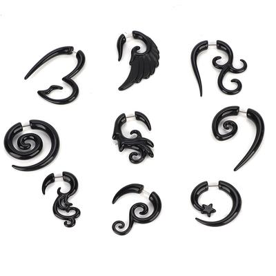9pcs  Set Acrylic Earrings Punk Style Ear Stud Piercing Jewelry