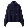 2026 Retro Chinese Style Frog Button Zipper Knit Cardigan - Women's Autumn/Winter Versatile Half-High Collar