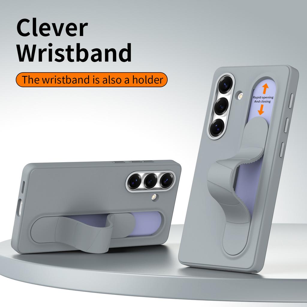 For Samsung Galaxy S24+ Case Customizable Smart Key Control Wristband Kickstand PC + Silicone Phone Cover
