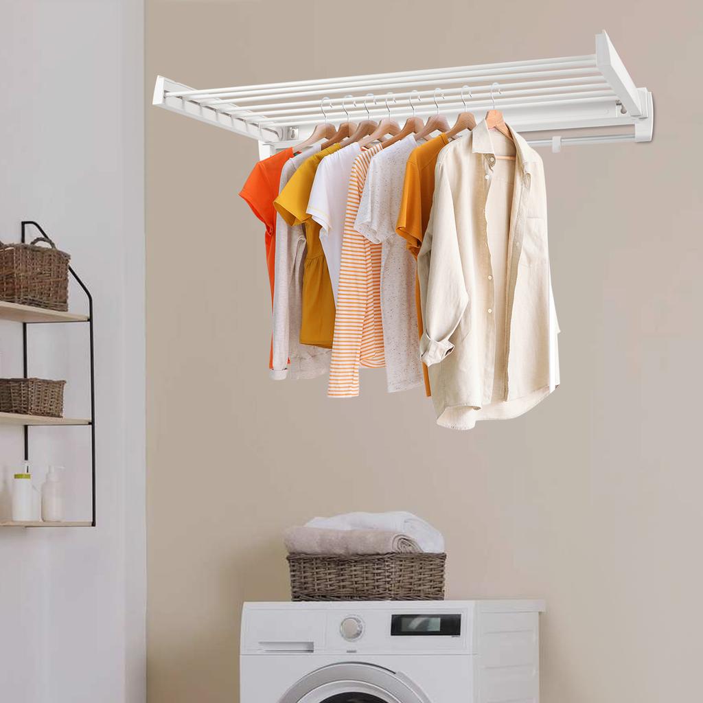 Retractable Clothes Drying Rack, Wall Mount Scalable Hanging Rack Collapsible Drying Rack Bathroom Laundry Rack Clothes Hanger