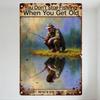 Vintage Fishing Metal Tin Sign 'You Don’t Stop Fishing When You Get Old' Rustic Wall Decor for Man Cave Fisherman Home Office Ar