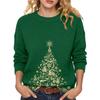 Women's Christmas Print Neck Long Sleeve Sweater Soft Casual Top for Fall Winter Holiday