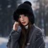 Hat Female Sweet Cute Hairball Ear Protector Hat Warm Rabbit Hair Knitted Hat Winter Wool Hat