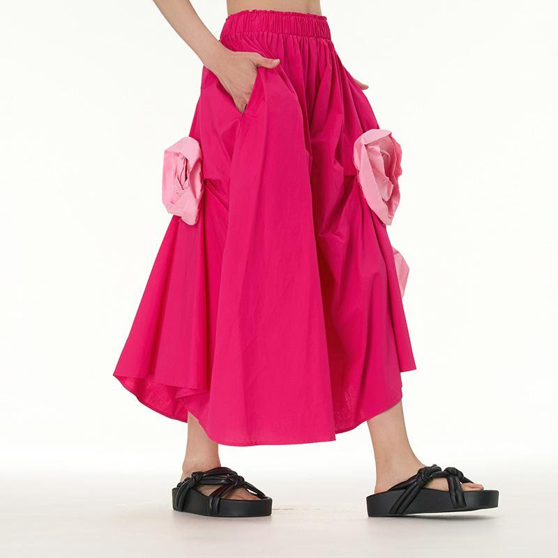 High Waist Spring Summer Casual Loose Long Woman Skirt