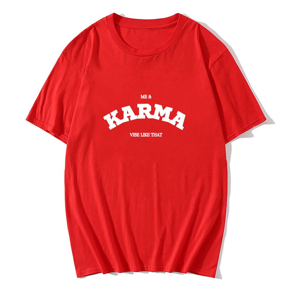 Karma Is A Cat T-shirts for Spring Round Neck Print Tee-shirt Funko Pop Fashion Cotton Tshirt Ropa Hombre Comfortable Clothes