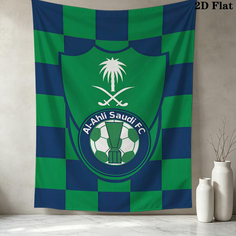 Alahli Saudi Fc Wall Tapestry Aesthetic Wall Hanging Printed Fabric Blanket Decorative Tapestries For Bedroom Living Room Home Decor