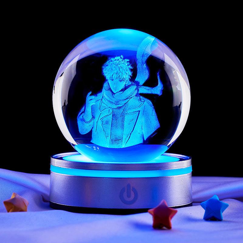 Prince Luminous Laser 3D Crystal Ball Night Light - Carved Desktop Ornament Christmas Gift As shown