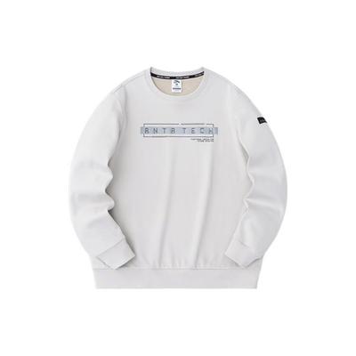 Anta Training Series Letter Round Neck Pullover Fleece Sweatshirt Men Sweatshirt Milled-Grey 152347710-5