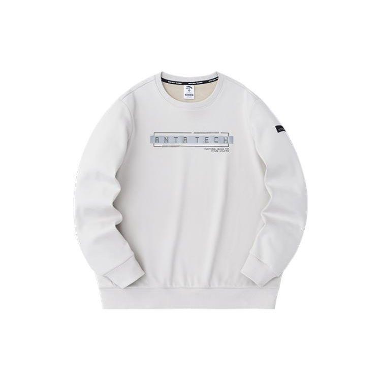 Anta Training Series Letter Round Neck Pullover Fleece Sweatshirt Men Sweatshirt Milled-Grey 152347710-5