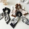 Printed Ribbon Satin Hairband, Elegant Girl's Updo Hair Tie, Large Intestine-style Headband Ponytail Hair String
