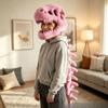 Dinosaur Skeleton Head Hood Plush Costume with Bone Frame for Kids Adults, Cute Dinosaur Skeleton Suit Cosplay Toy Gift 90/120cm