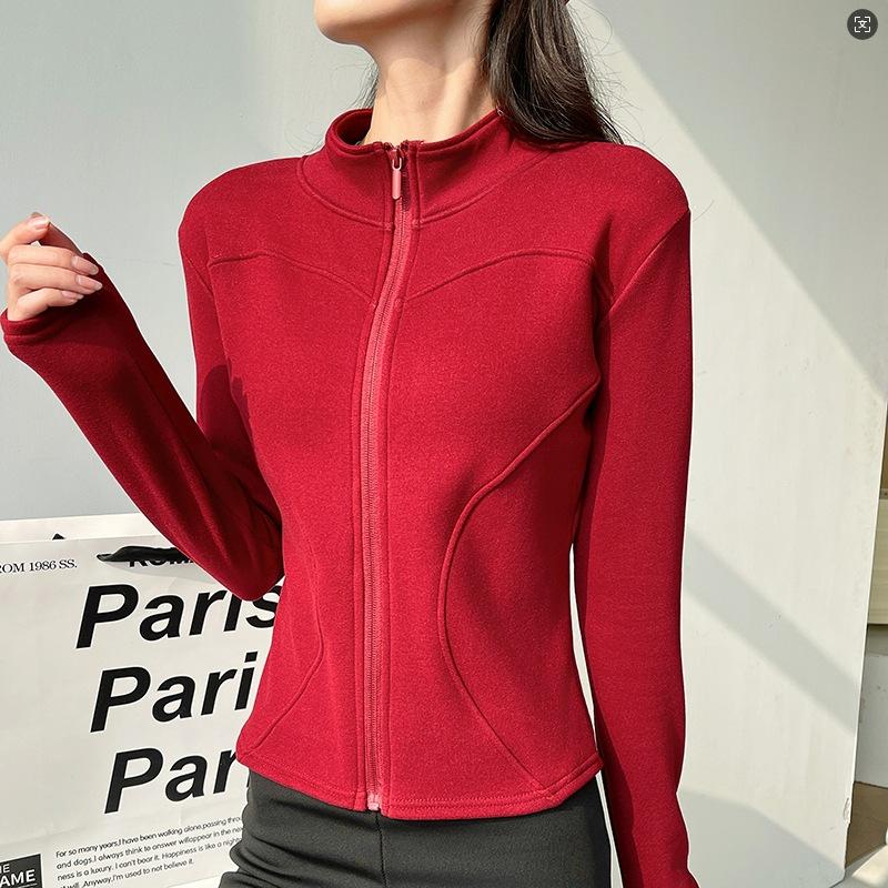 Stand-up collar koala velvet zipper jacket sports women s new double arc curve slim temperament xxl 80-90kg 2180₽