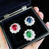 Imitation 5 Carat Emerald Ruby Sunflower Ring Big Diamond Snowflake Treasure Ring Female
