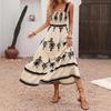 Damenmode Sommer Frühling ärmellose Freizeitkleider mit quadratischem Kragen
