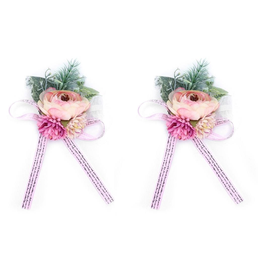 2 Stück Hochzeit Braut Corsage Brautjungfer Handgelenkblume für Hochzeitsfeier JubiläumRosa