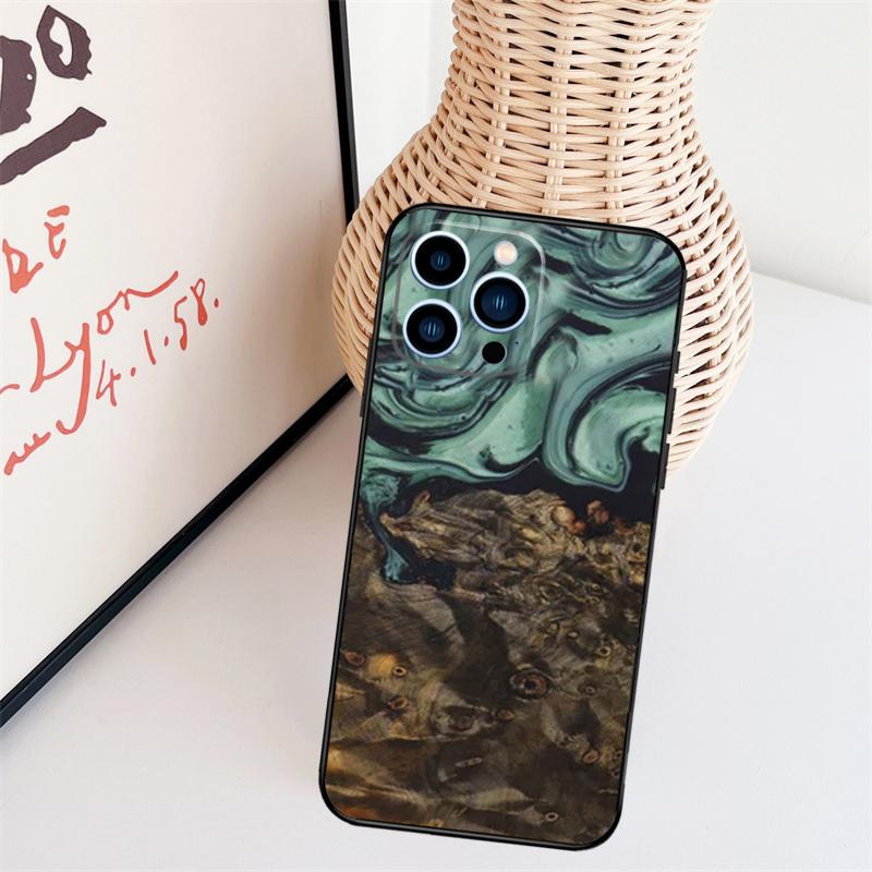 Wood Resin Traveler Protective Phone Case For iPhone 16 Pro Max 15 14 13 11 12 17 Pro Max Mini 15 16 Plus 16e 17 Air Cover
