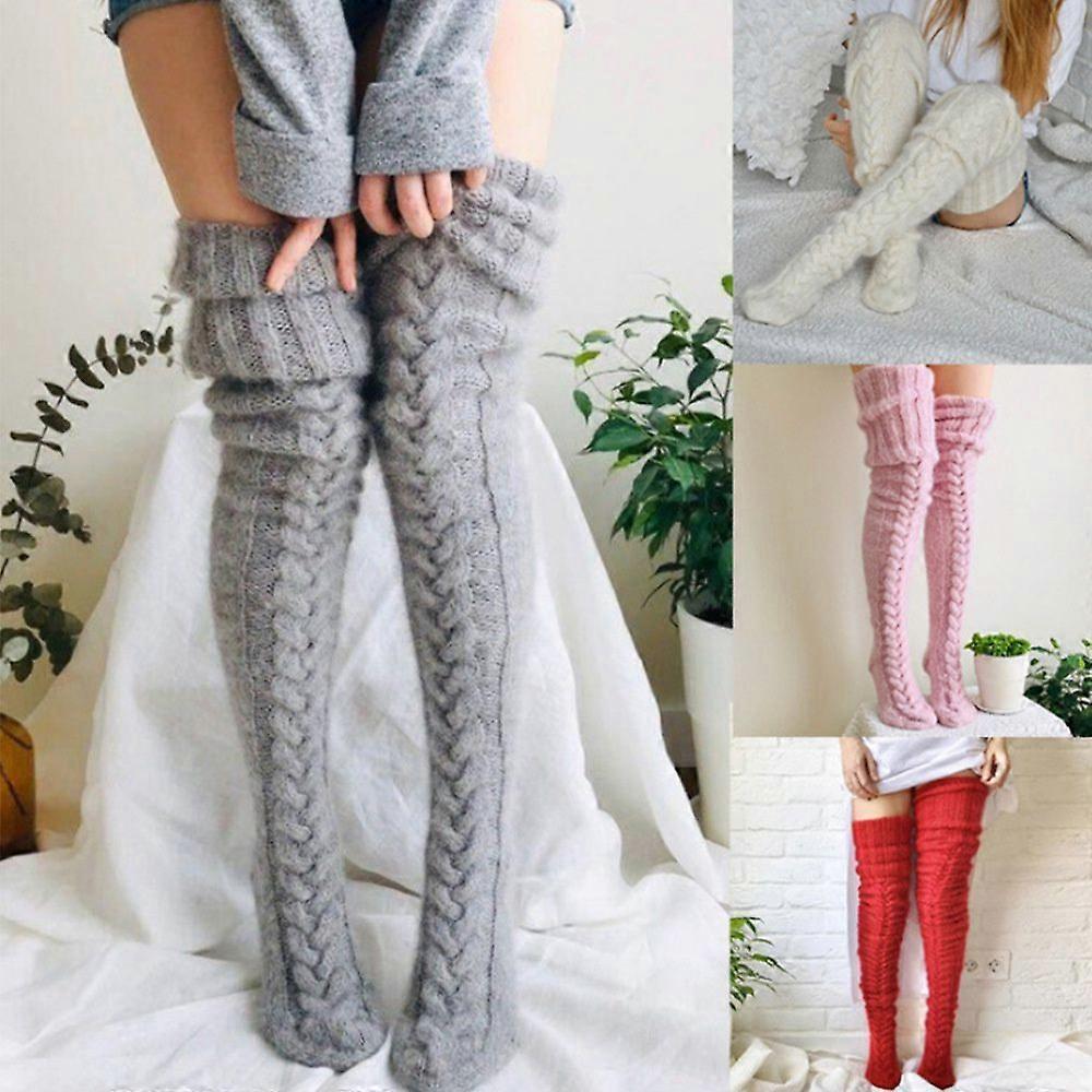Mohair Wool Socks Knitted Knee Length Socks With Extra Length