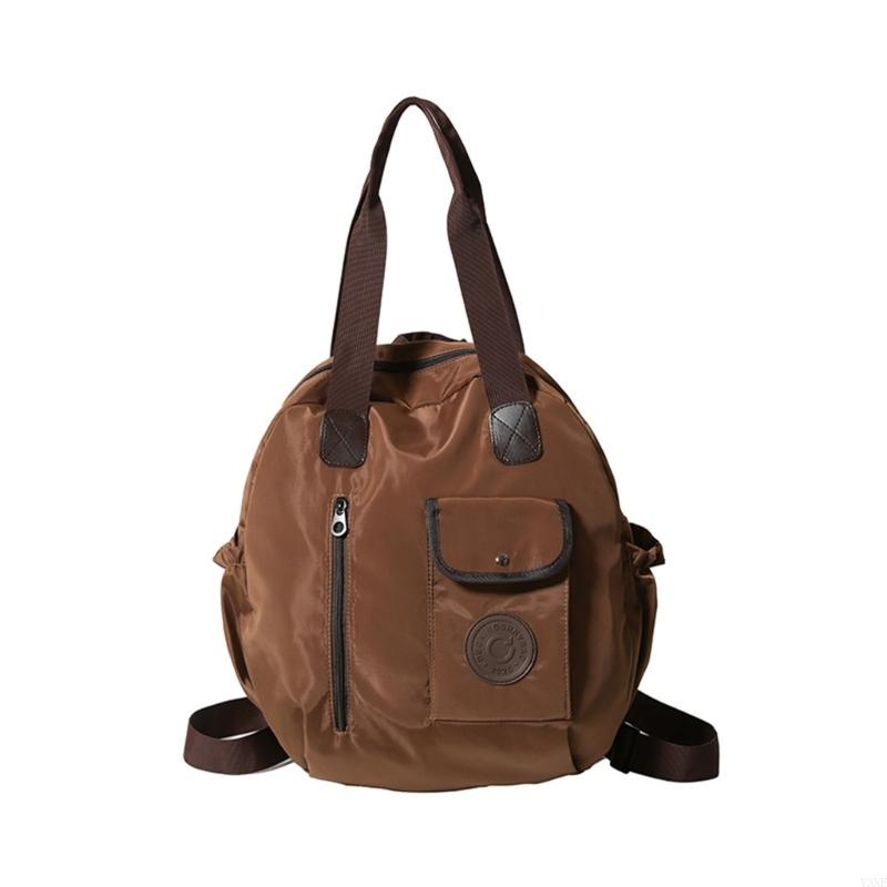 Y3Ne Functional Nylon School Bag Convertible To Shoulder Or Backpack Large Capacity Handbag For Commuters And Students