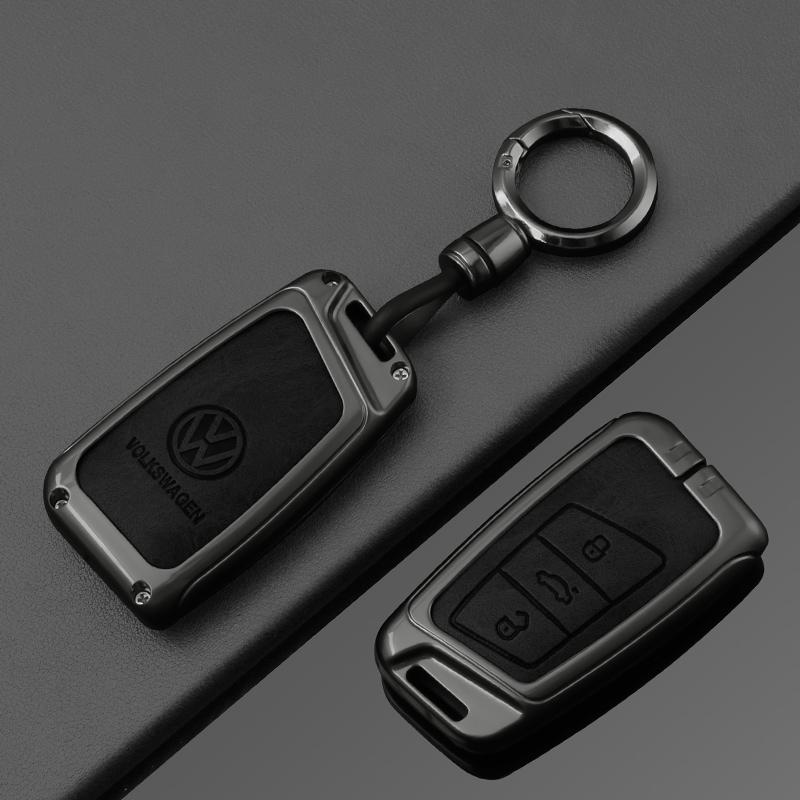 Alloy Leather Car Key Case Full Cover Shell For VW Volkswagen Passat B8 Tiguan Magotan Protector Keychain Keychain Accessories ze3