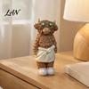 Niche Trendy Furnishings Highland Cow Figurine with Bathrobe, Resin Ornament, Cute Cartoon Animal Decor Statue for Home Desk Shelf & Cafe Window