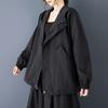 DIMANAF Plus Size Autumn Winter Women Coat Long Sleeve Jackets Vintage Casual Loose Outerwear Black Zipper
