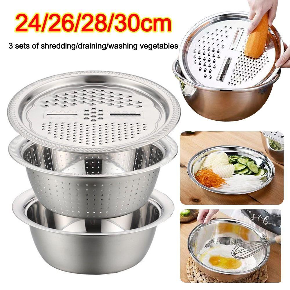 Stainless Steel Potato Grater Multifunctional Vegetable Washing Basin New Draining Basket