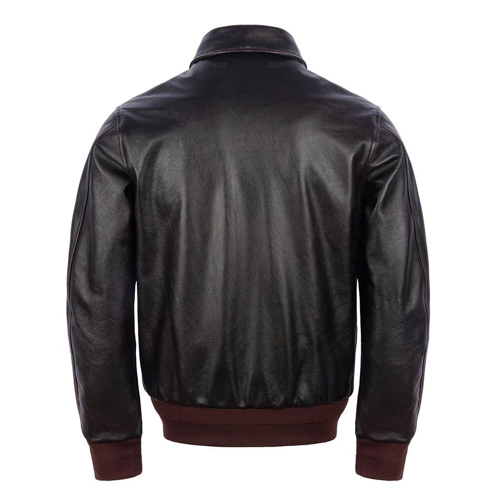 Flight Suit A2 Thick Genuine Cow Men Leather Jacket Vintage Oil Waxed Brown Aviator Bomber Jackets Male Winter Coat