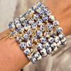 Ceramics Blue and White Porcelain Bracelet Elastic New Chinese Style Bracelet  Girls