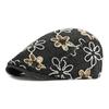 Denim Pailletten Blume Baskenmütze Damen Britisch Vintage Schirmmütze Bemalte Mütze