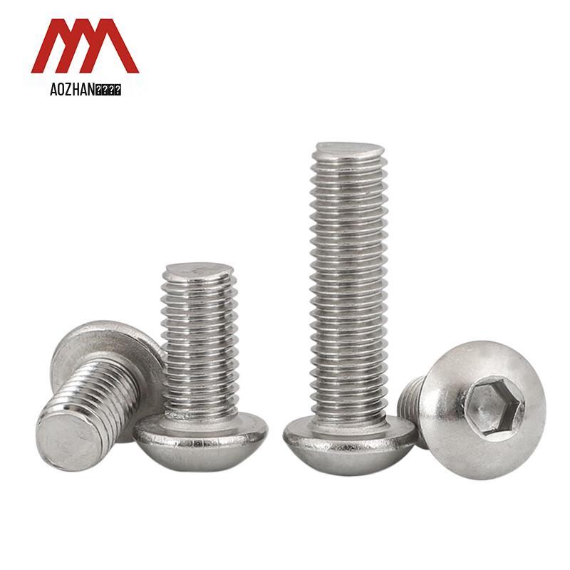 AOZHAN 304 Stainless Steel ISO7380 Hex Socket Button Head Screw