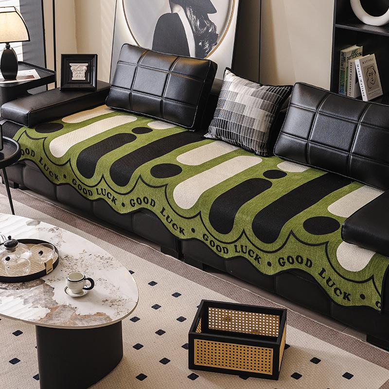 Black Special-Shaped Sofa Cushion, Universal In All Seasons, New Sofa Seat Cushion, Light Luxury High-End Non-Slip Sofa Cover Towel