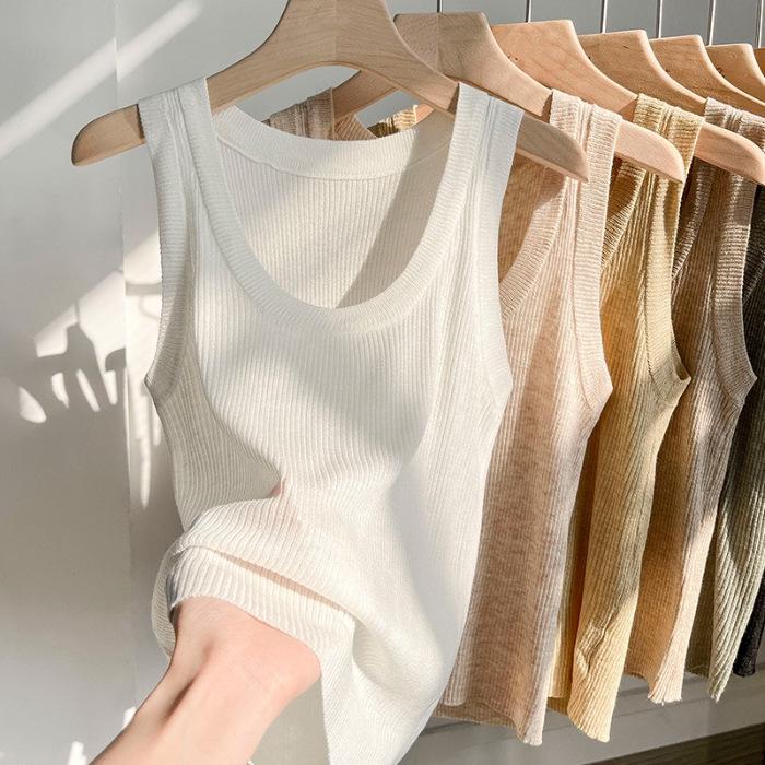 French Chic U-Neck Knitted Camisole Top