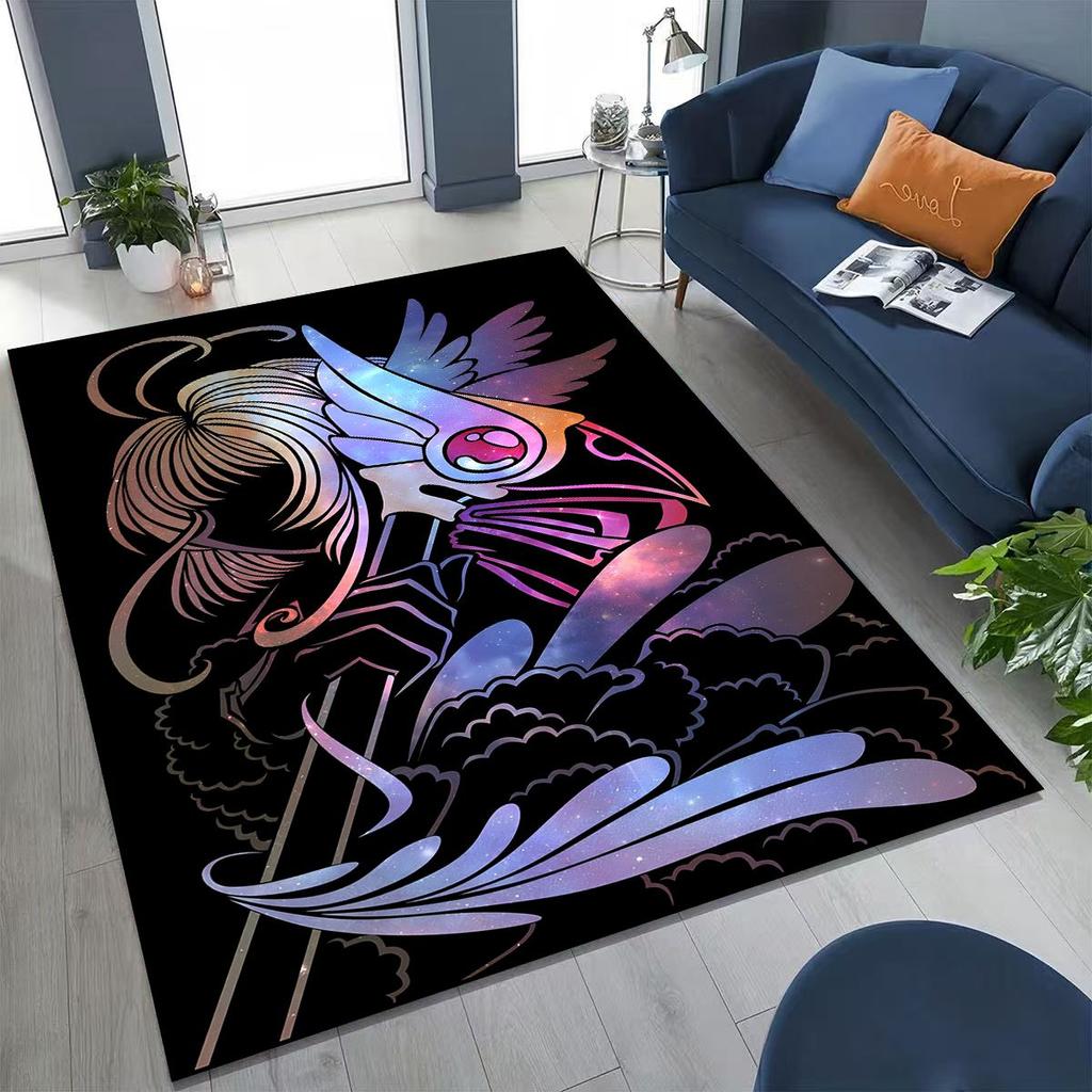 Cute Cartoon Card Captor Sakura Magic Girl Anime Art Rug for Bedroom Living Room Sofa Home Doormat Decor,Kids Non-slip Floor Mat