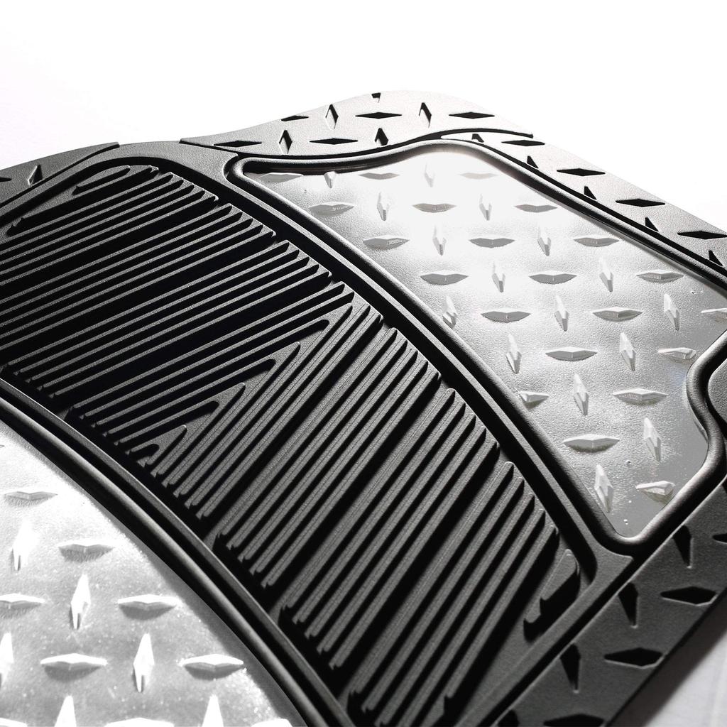 FH Group Group Car Floor Front 71 X Rear 46 X Imported from F11315SILVER (FH International) Mats, Silver, Scissor-Cut Rubber, 37cm-46cm, 32cm-46cm