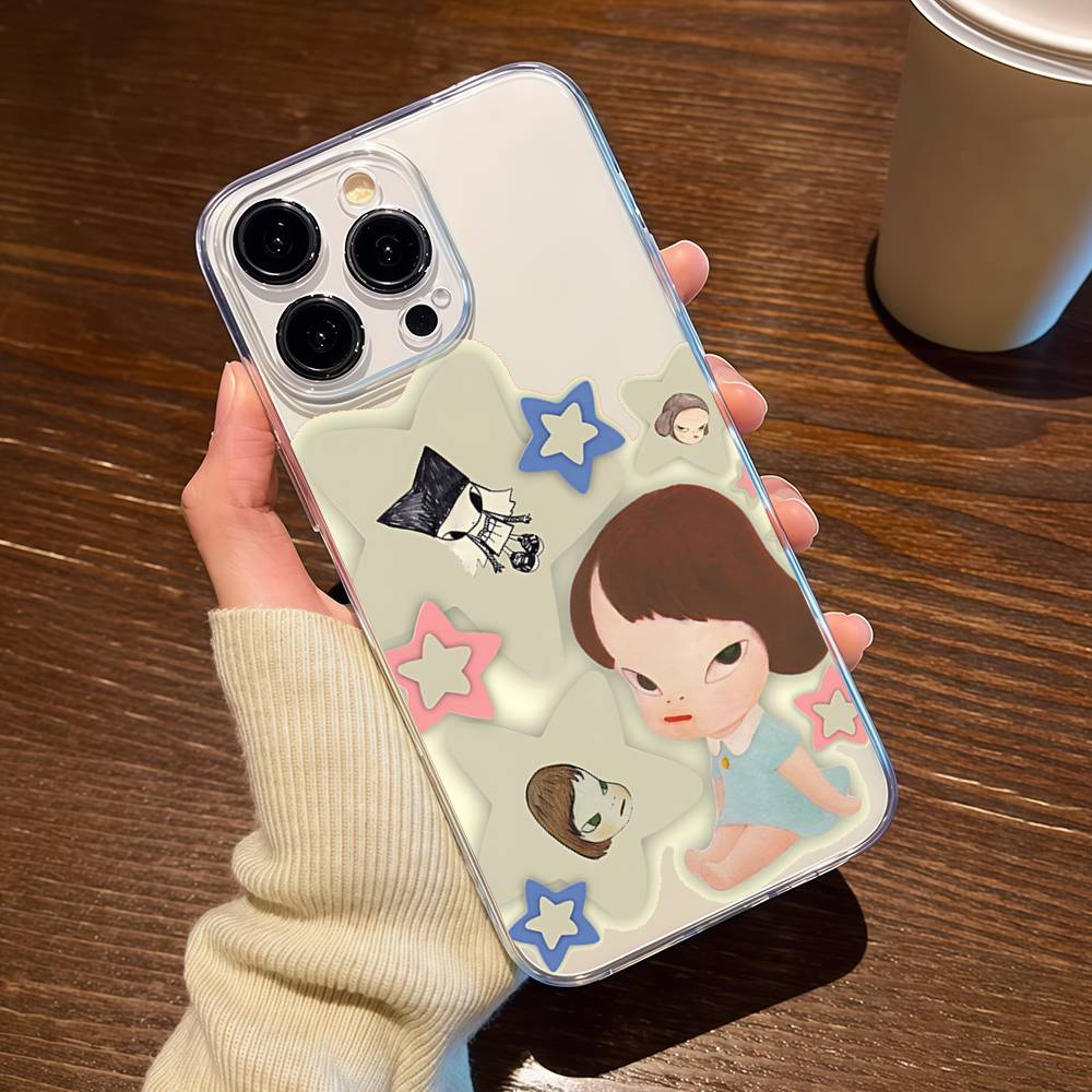 Yoshitomo Nara Phone Case For IPhone 16e 16 15 14 13 12 11 Mini Pro Max Anti Fall Clear Cover