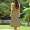 Women's Casual  Round Neck Midi Dress Basic Classic Outdoor Everyday Sleeveless Loose Boho Tie Dress  Summer Beach Sundress