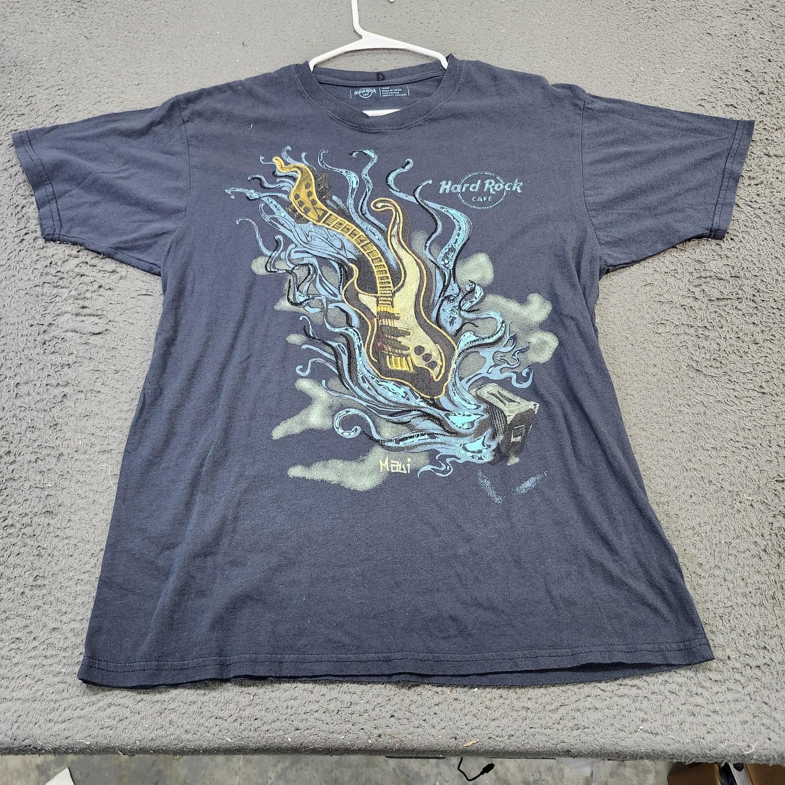 Hard Rock Cafe Shirt Mens Large Blue Maui Guitar Music Graphic Tee Tagless Unisex T-Shirt M
