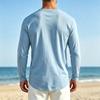 T-shirt da uomo a maniche lunghe con scollo a V, ad asciugatura rapida, leggera, traspirante, vestibilità comoda per primavera ed estate