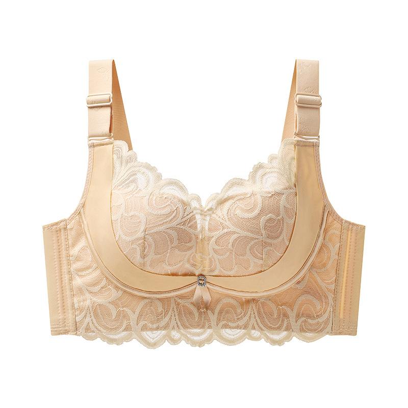 Lace Gathering Bra Women's Adjustable Bra Without Underwire Top Support Anti-sagging Breast Retraction Large-sized Underwear